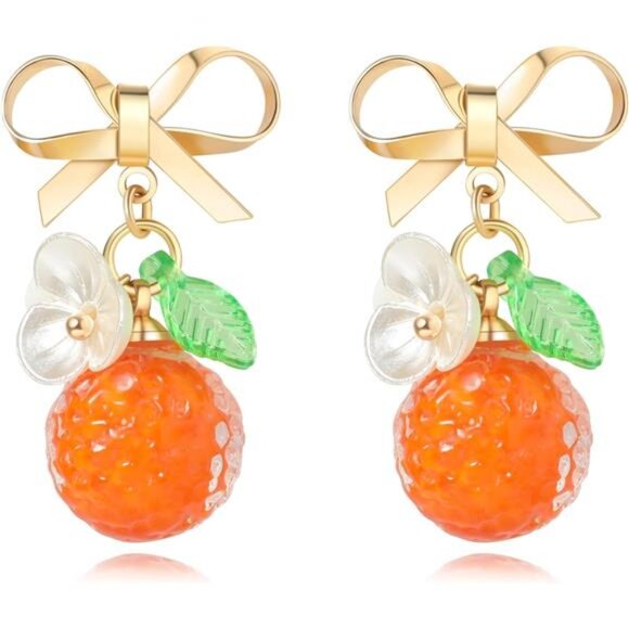 Handmade Orange Earrings | Fruit-Inspired Glass Beads | Playful & Elegant - Picture 1 of 4